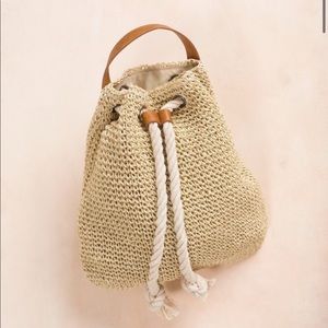 Morning Lavender Isla Straw Drawstring Backpack